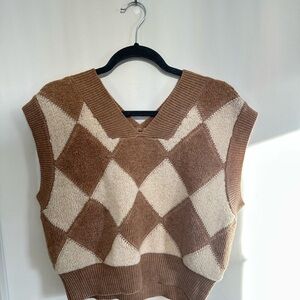 Kerisma Brown and Cream V-Neck Sweater Vest M/L